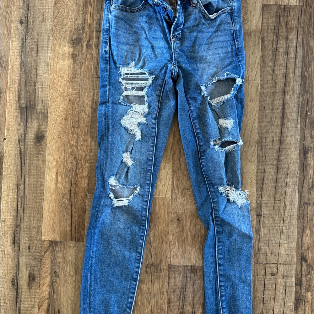 American Eagle Outfitters Ripped Blue Skinny Jeans